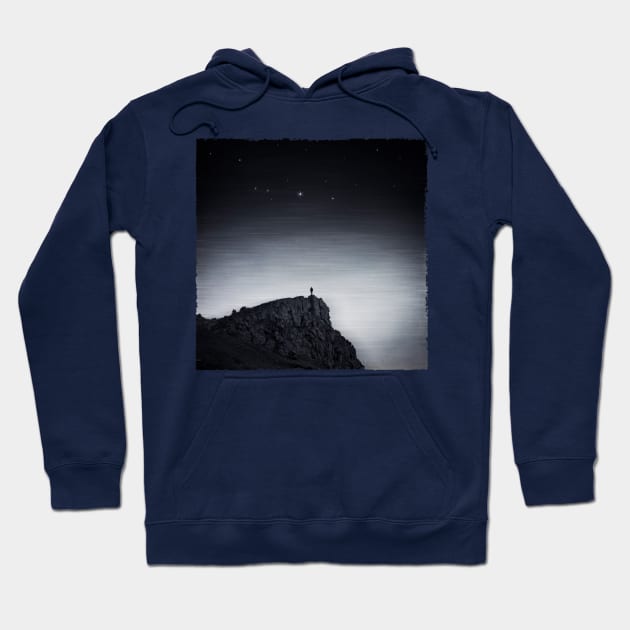 existence - man on barren rock at night Hoodie by DyrkWyst